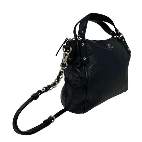 Kate Spade Black Leather Satchel Pine Street Kori Gold Chain Strap & Top Handle - Picture 8 of 16
